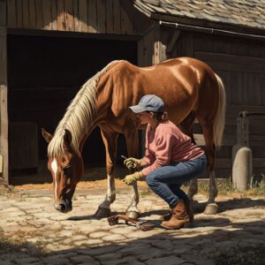 Hufbearbeitung bei einem Pferd mit Sidewinder Syndrom